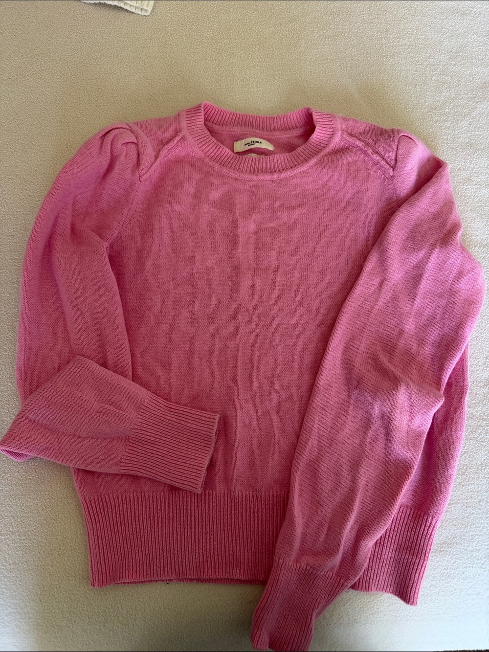 Isabel Marant Etoile Pink Crewneck Puff-Sleeve Sweater